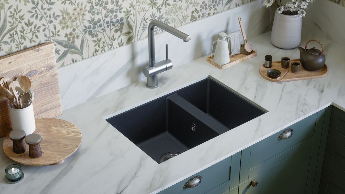 evier à sous plan evo noir